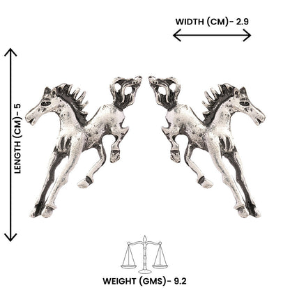 Ashva- Silver Brass oxidised stud earrings