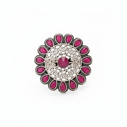 Bloomlet stone studded rings (Red)