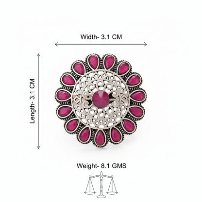 Bloomlet stone studded rings (Red)