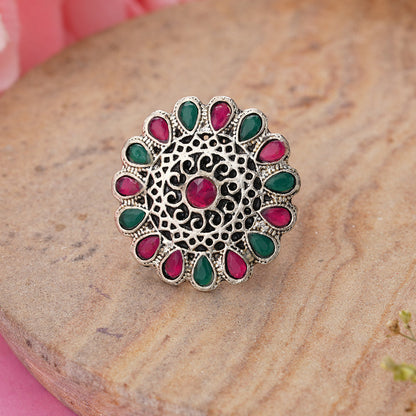 CrystaBud stone studded ring (Multicolored)