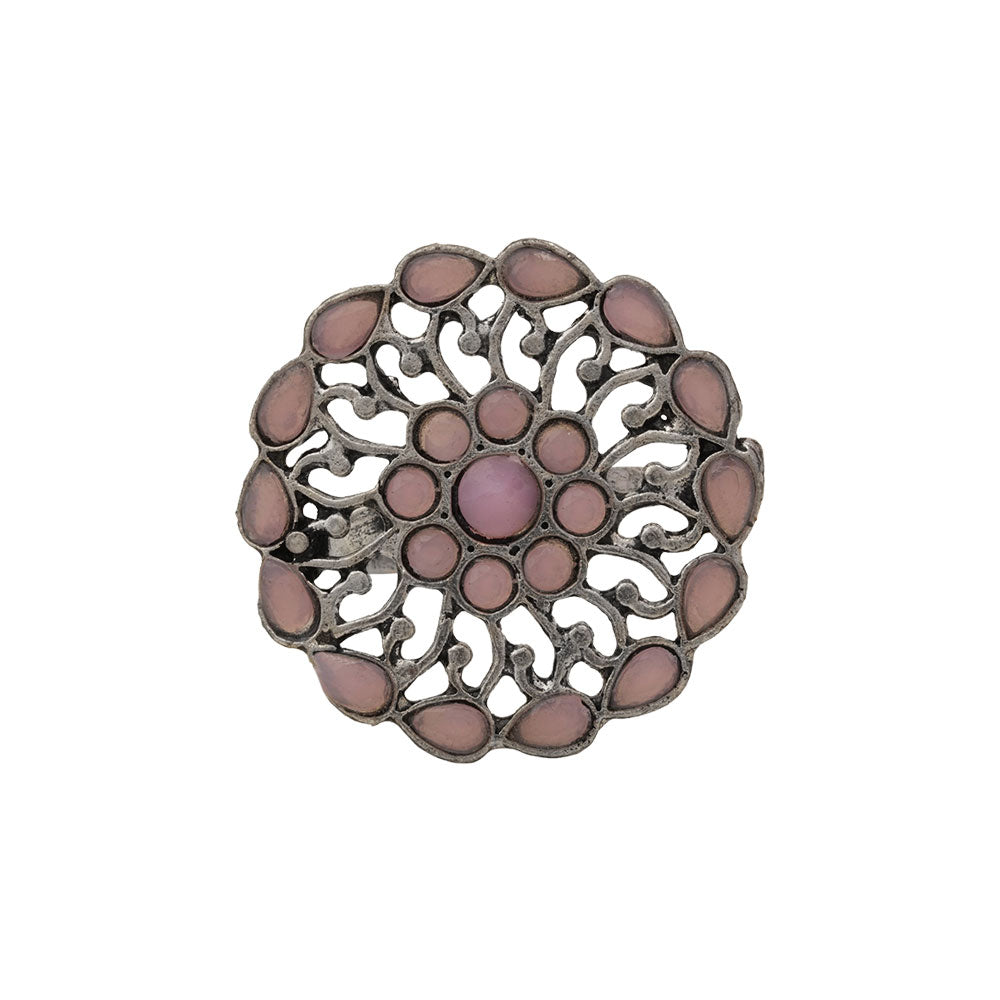 FloraDrop stone studded ring (Baby Pink)