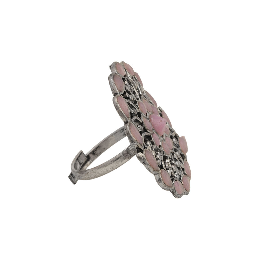 FloraDrop stone studded ring (Baby Pink)