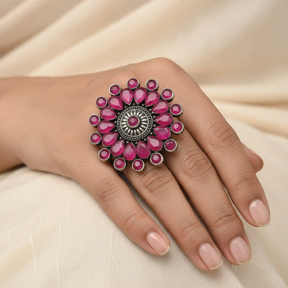 Dot&Dazzle stone studded ring (Red)