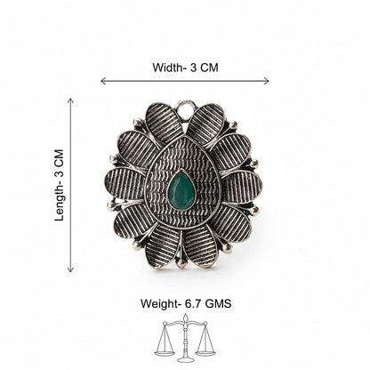 PetalStone oxidised ring (Green)