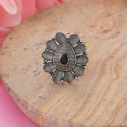 PetalStone oxidised ring (Black)