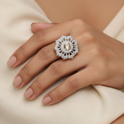 Flower chic zirconia rings