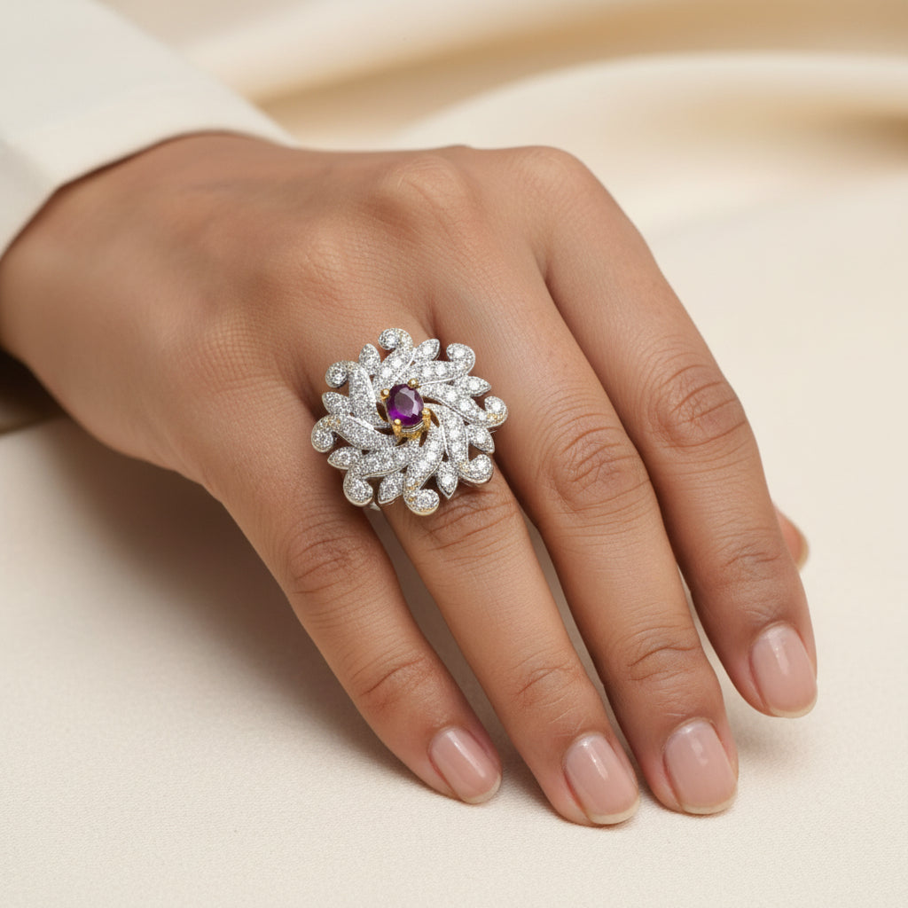 Twirl swirl zirconia rings