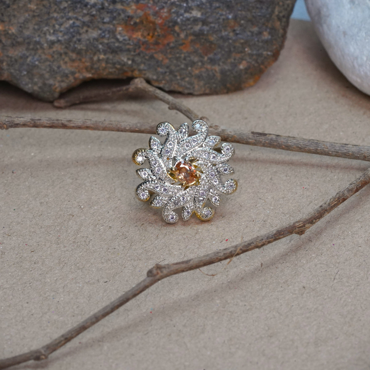 Twirl swirl zirconia rings