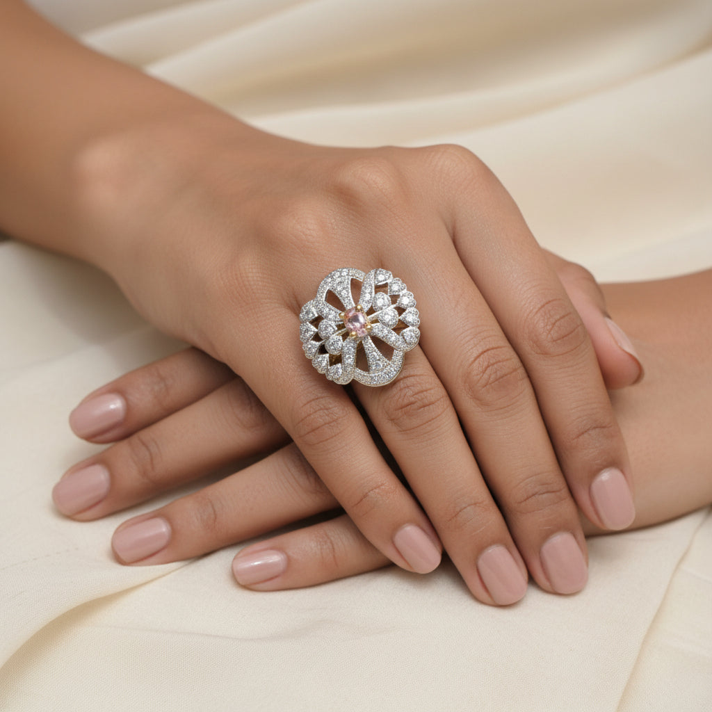 Urban Bloom stone studded zirconia rings