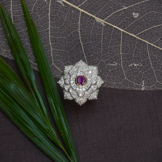 Lotus love stone studded zirconia rings