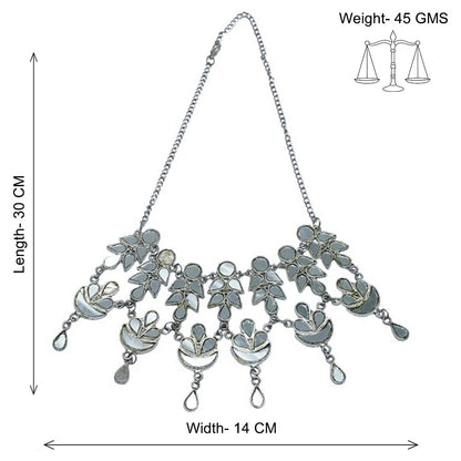 Cosmic charm mirror work choker neckpiece (Silver)