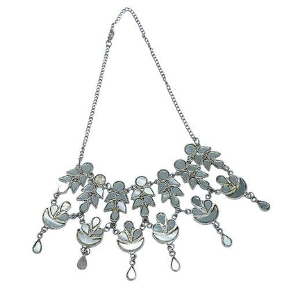 Cosmic charm mirror work choker neckpiece (Silver)