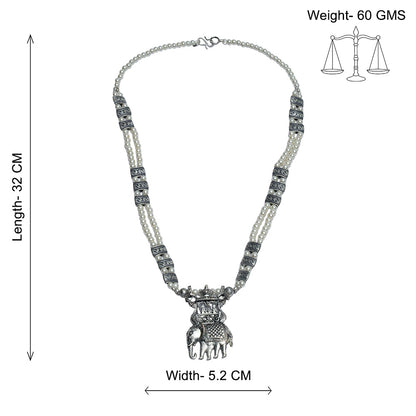 Tusker Tale statement pendant beaded neckpiece (White)