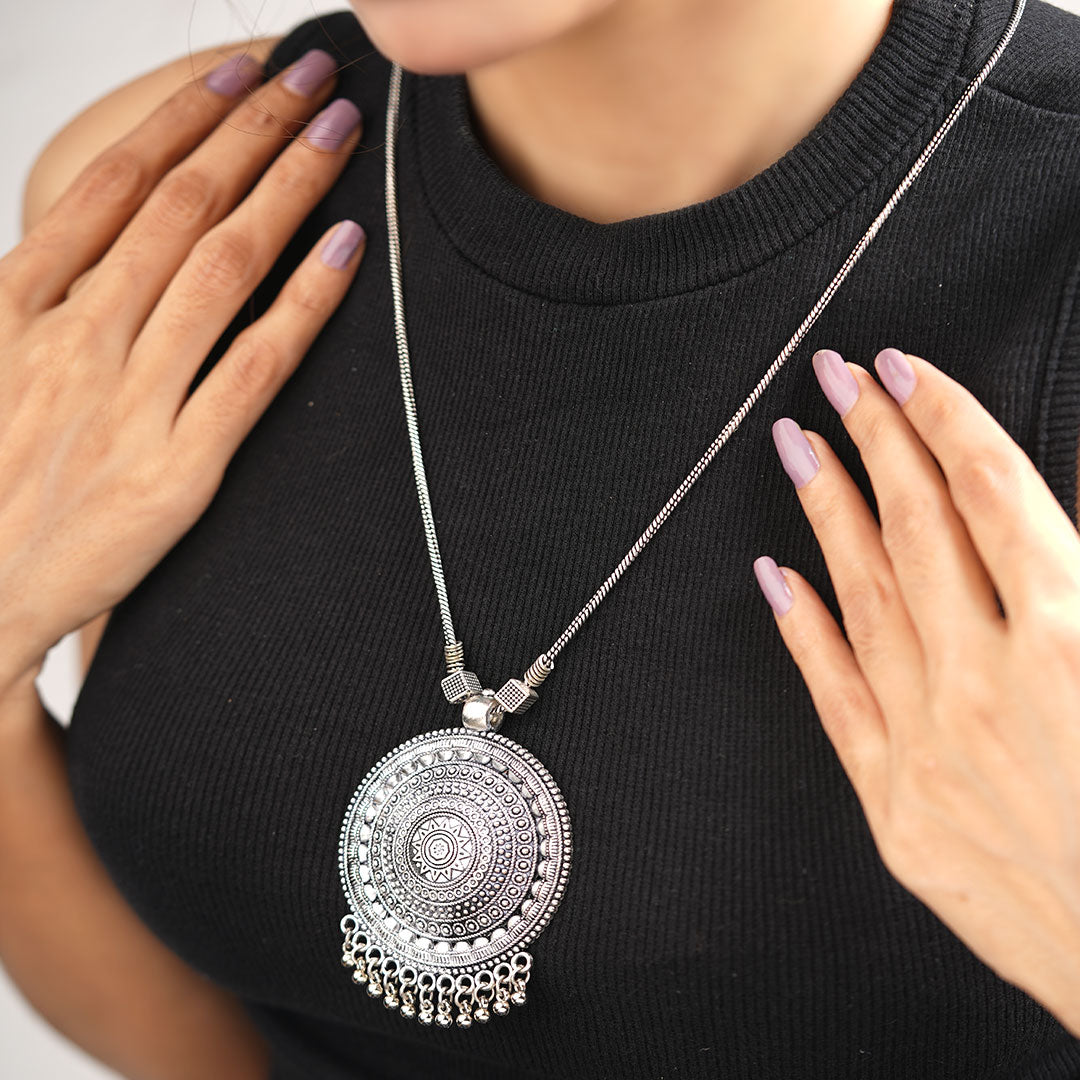 Royal Chakra ghunghroo Chain neckpiece (Silver)