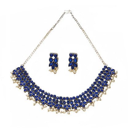 Dessert stone oxidised chain neckpiece (Blue)