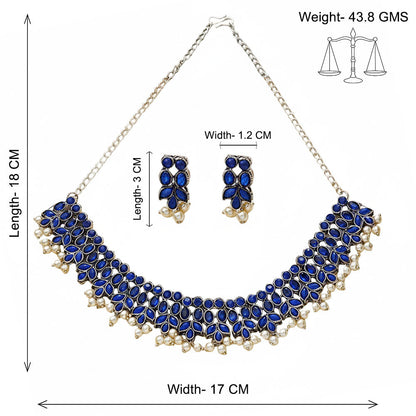 Dessert stone oxidised chain neckpiece (Blue)
