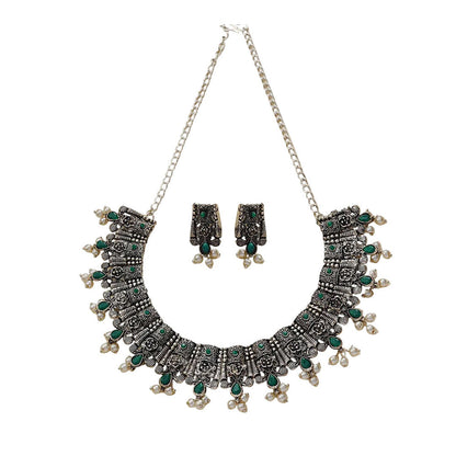 Dessert stone oxidised chain neckpiece (Green)