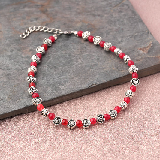RadiantRose oxidised anklet (Red)
