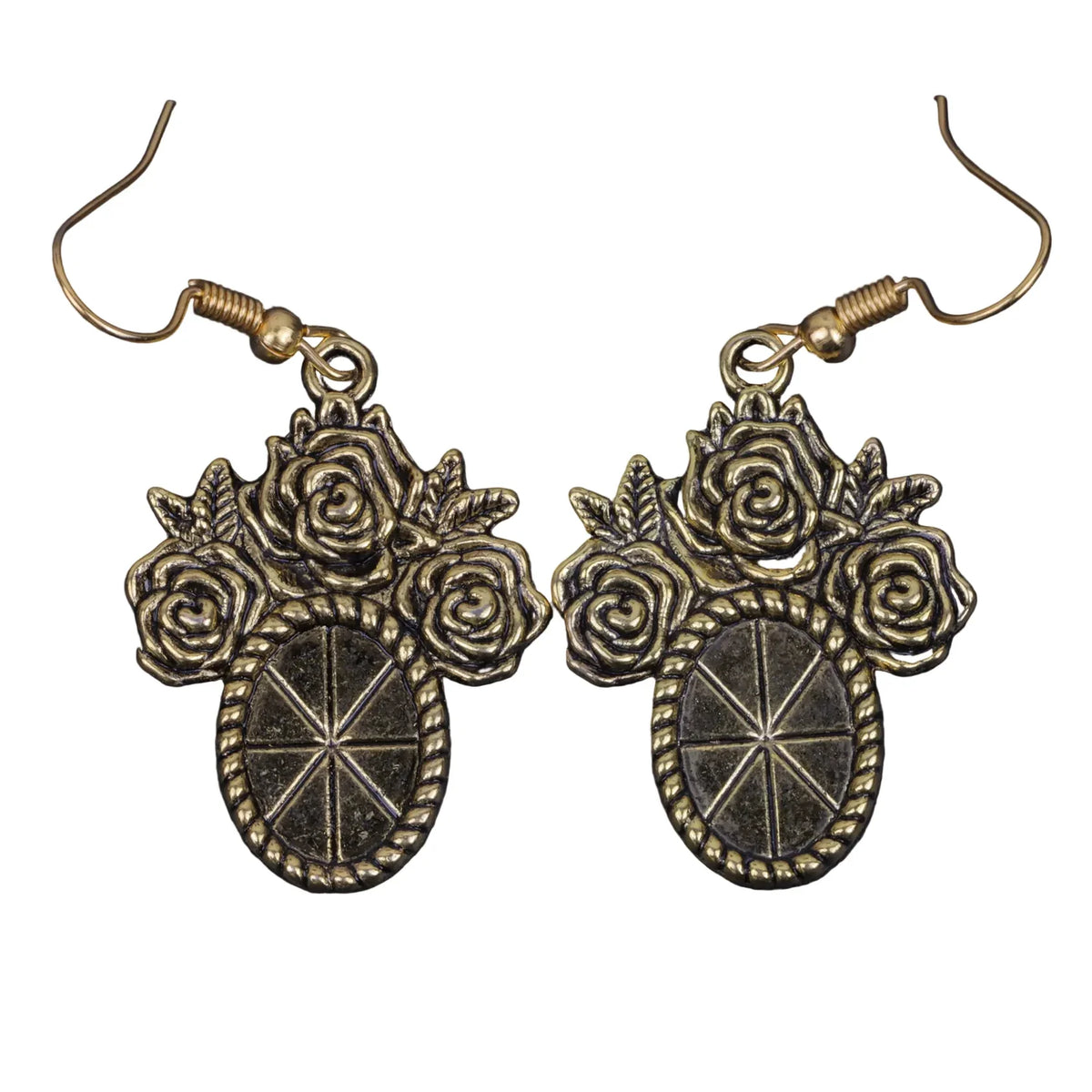 Royal Triple Bell Layered Jhumka Earring (Black) Vintage Oval Flower Shaped Golden Polished Oxidised Danglers Combo set