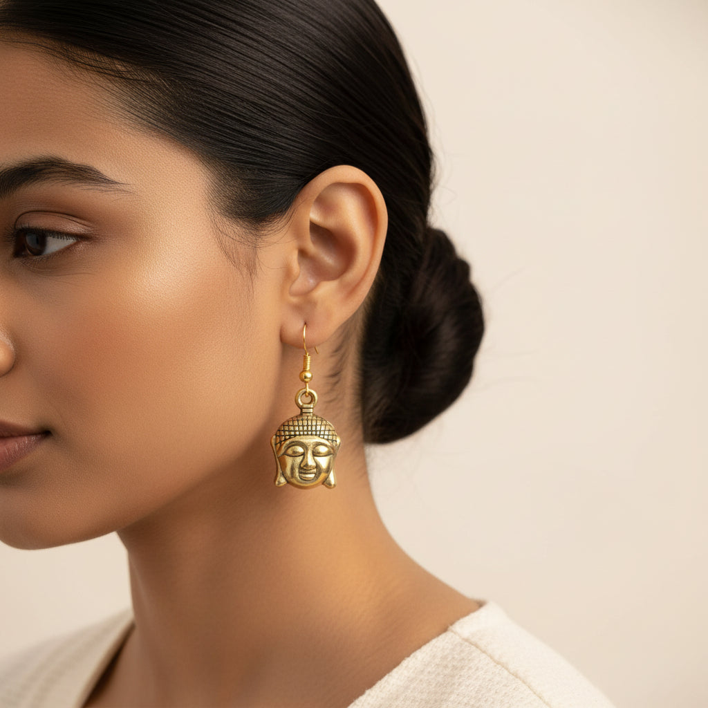 Kalash Kamal Jhumka earring (Light Orange)&Devine aura dangler earrings Combo set