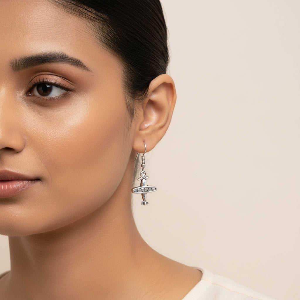 Royal Triple Bell Layered Jhumka Earring (Black) Skyward Grace dangler earrings (Silver) Combo set