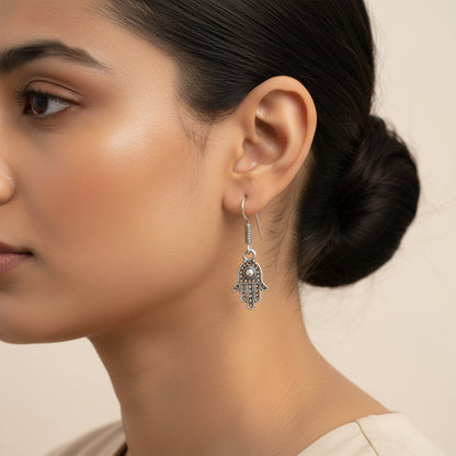 Royal Triple Bell Layered Jhumka Earring (Black) Evil Eye guard dangler earrings (Silver) Combo set