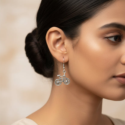 Kalash Kamal Jhumka earring (Light Orange)&Cycle Charm Dangler earrings (Silver) Combo set
