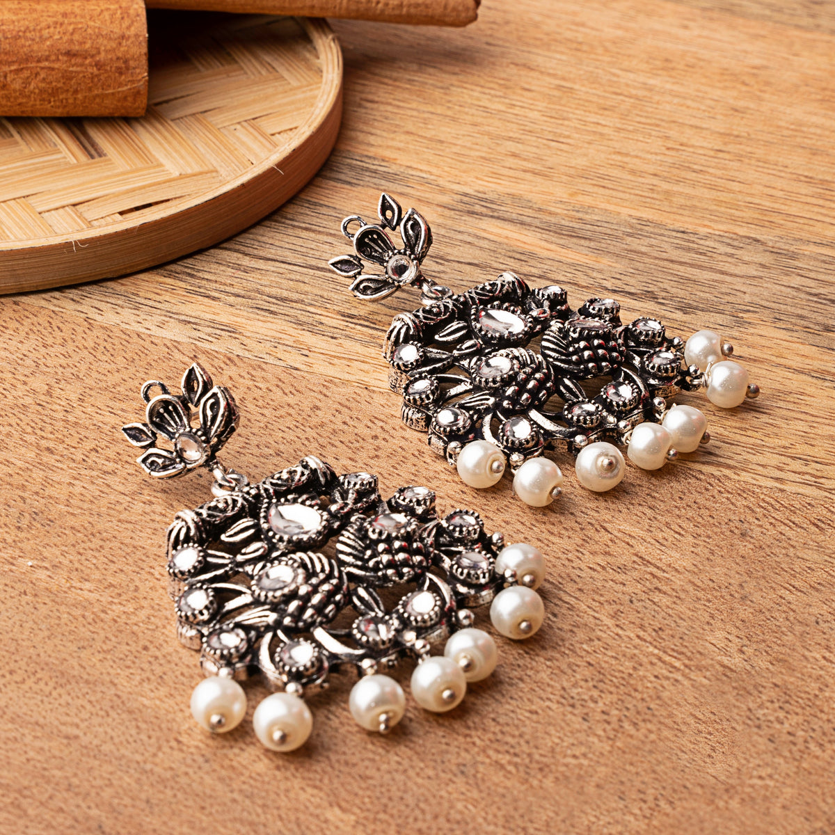 StylishKudi Oxidised Silver Earrings&Chandbali Earrings ComboSet for Women&girl