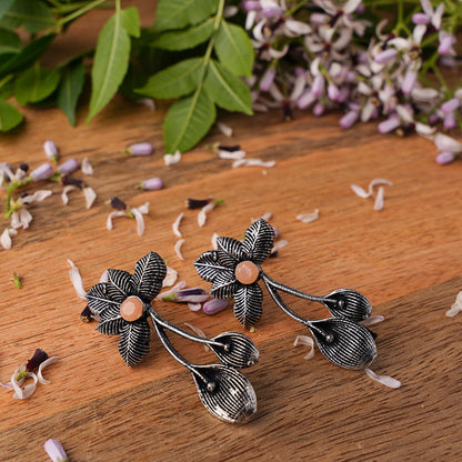 Bud Flower oxidized stud earrings (Light Orange)