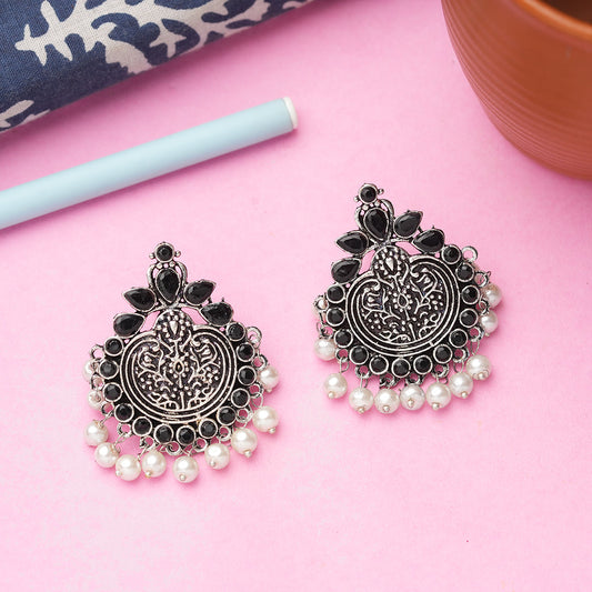 Royal flare stud earrings (Black)