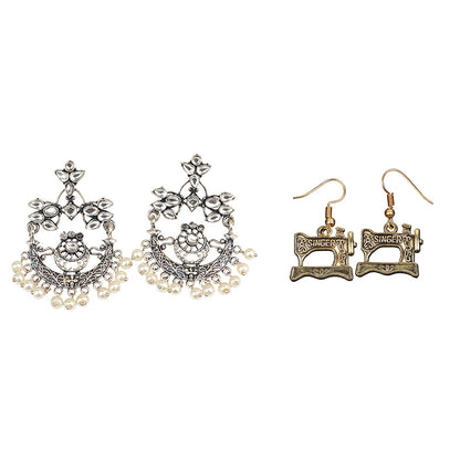Carved Charm Dangler earrings &  Taylor dangler earrings Combo set for Women and Girl