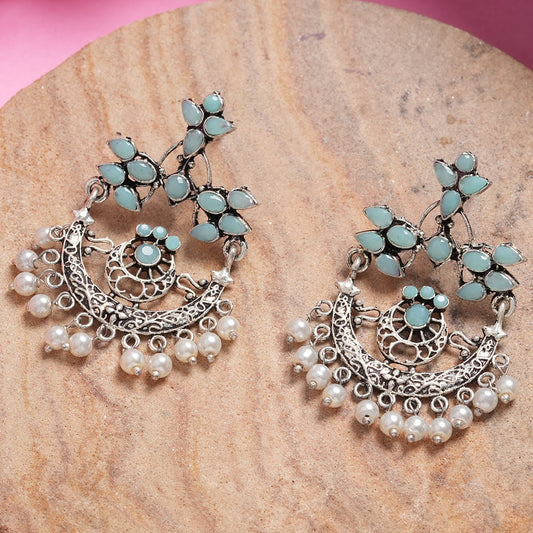 Carved Charm Dangler earrings (Mint)
