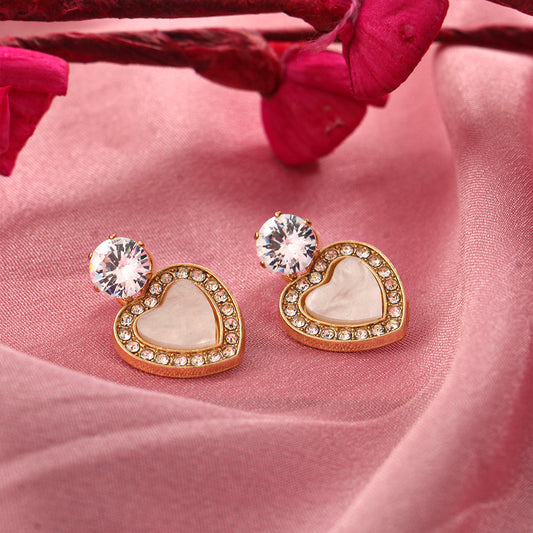 Shine Heart- Stone studded dangler earrings