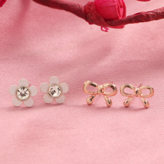 Bow & Blossom- Combo stud earrings