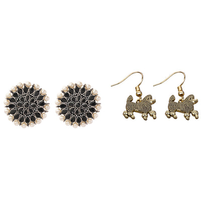 Carved Charm Dangler earrings &  Pawfect spark dangler earrinngs Combo set