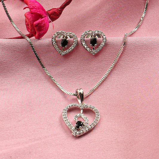 Gentle Heart- Stone studded neckpiece set [BLACK]