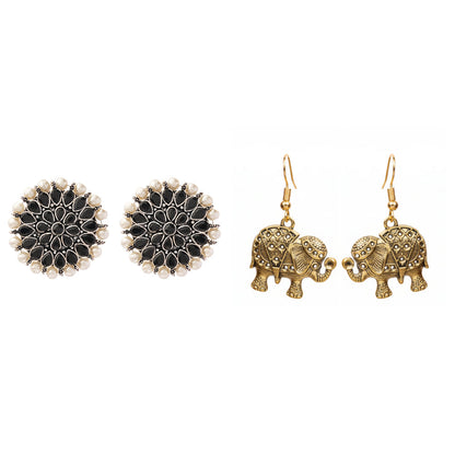 Carved Charm Dangler earrings &  Trunk twist dangler earrings Combo set