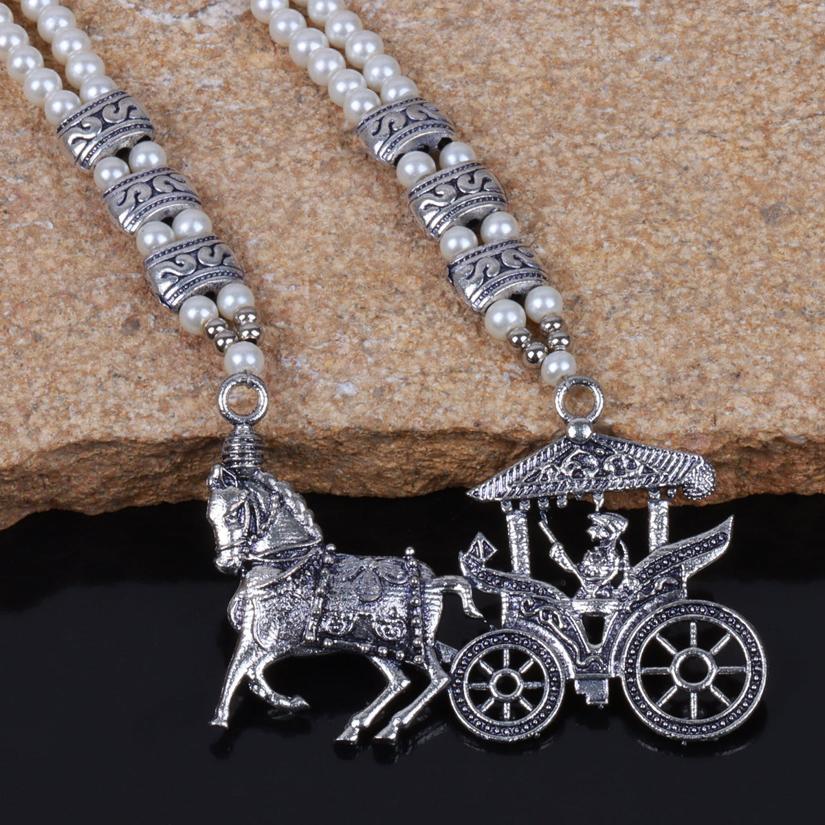 Royal ride statement pendant neckpiece (White)