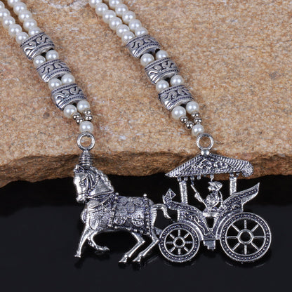 Royal ride statement pendant neckpiece (White)