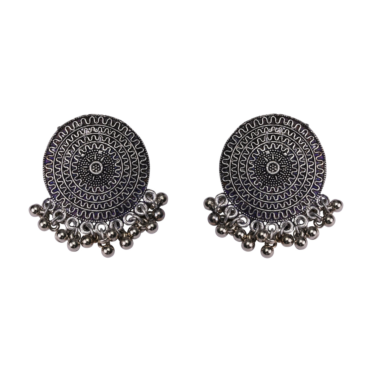 Echoing circle ghunghroo stud earrings (Silver)