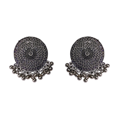 Echoing circle ghunghroo stud earrings (Silver)