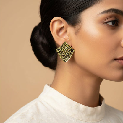 Golden guard stud oxidized stud earrings