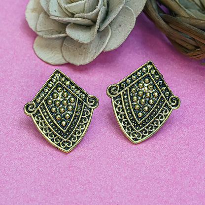 Golden guard stud oxidized stud earrings
