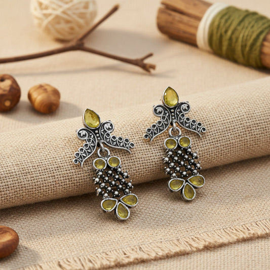 Twilight Tassles pearl dangler earrings (Yellow)