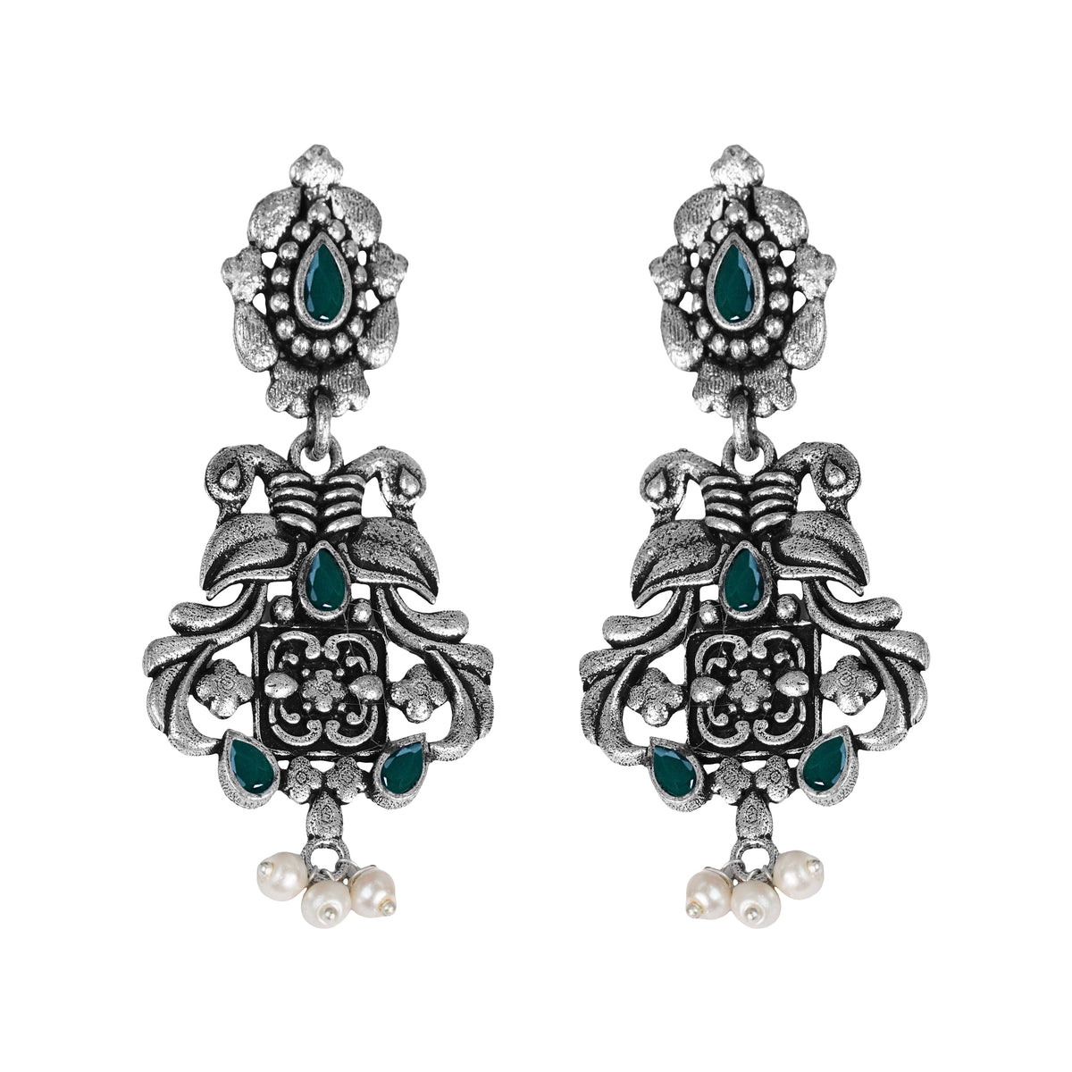 Feathered Grace dangler earrings (Green)