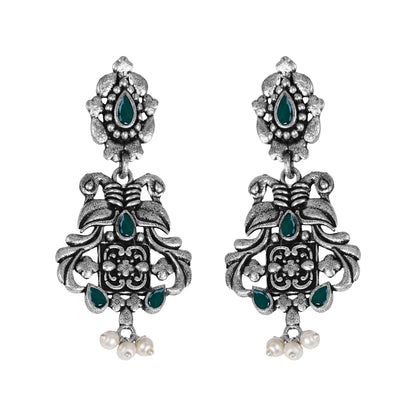 Feathered Grace dangler earrings (Green)