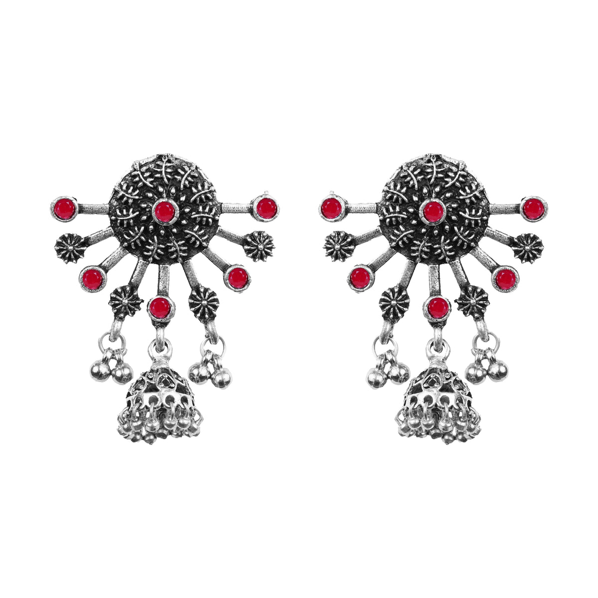 Slays and rays jhumki earrings (Dark Red)