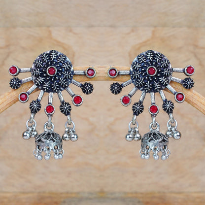 Slays and rays jhumki earrings (Dark Red)