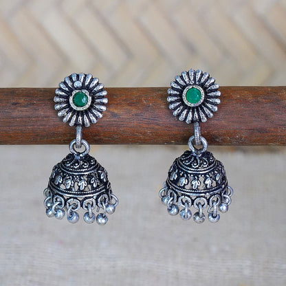 Garden gorgeousness Jhumki arrings (Green)