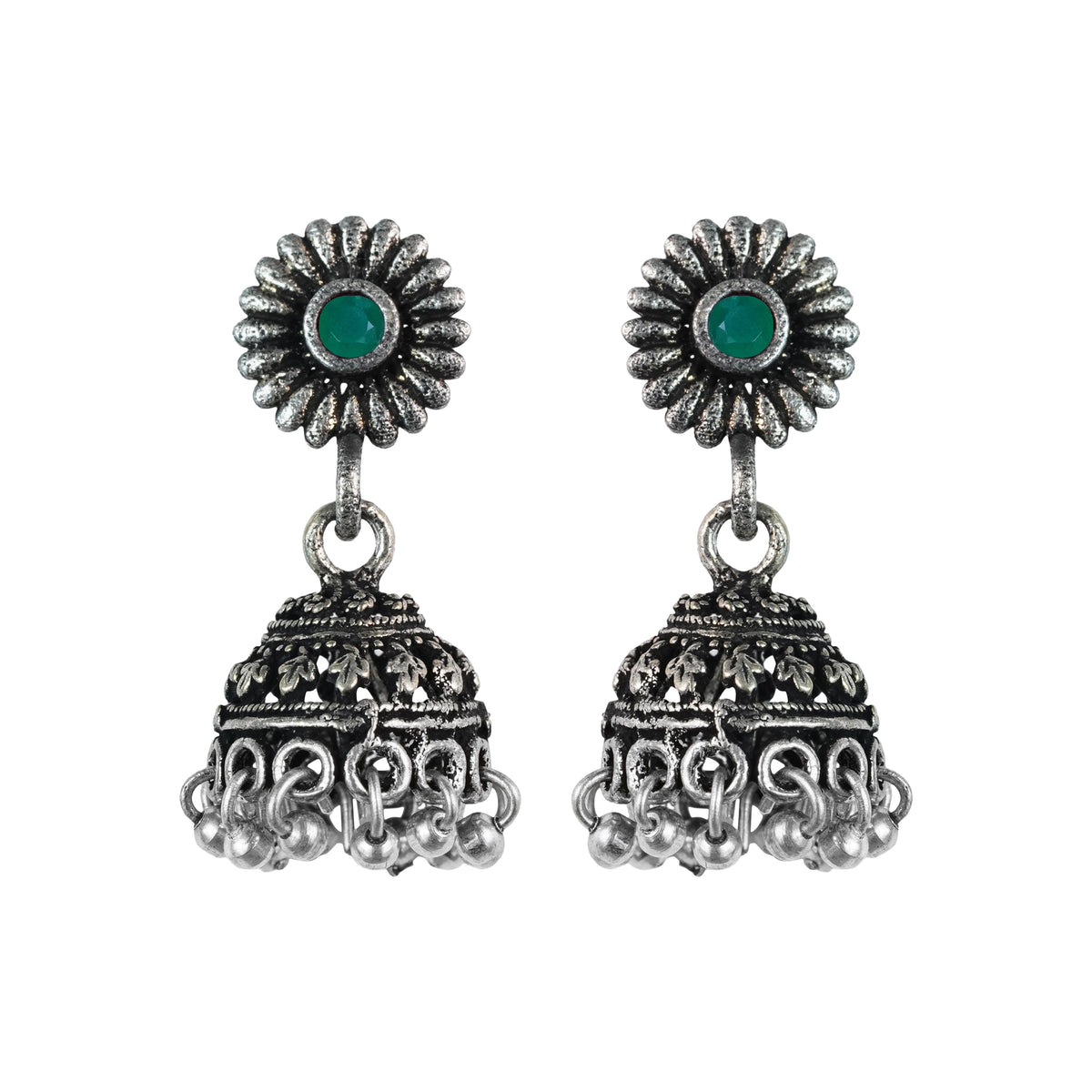 Garden gorgeousness Jhumki arrings (Green)